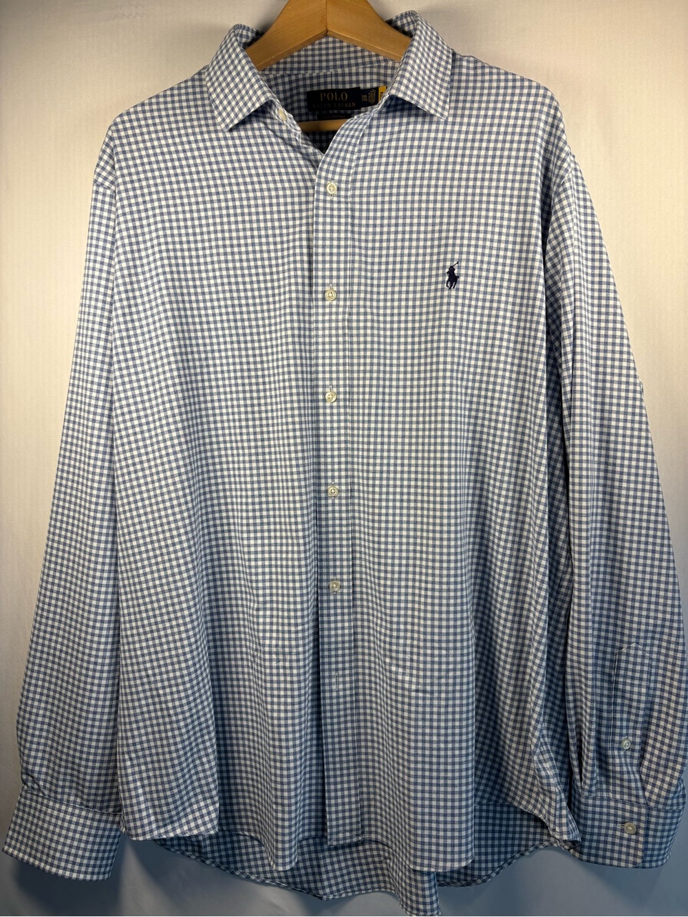 Polo Ralph Lauren Mens Performance Blue & White/Cream Check Shirt Size XXL EUC